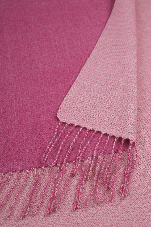 Fuşya Krem Çift Taraflı Kışlık Şal - 3