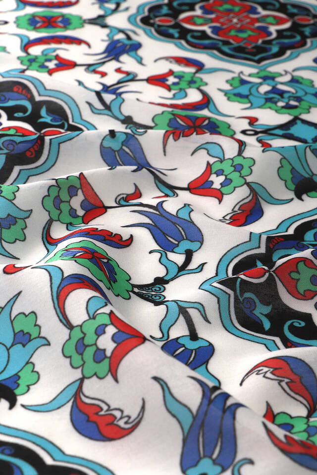 Yeşil Çini Desen Soft Eşarp - 3