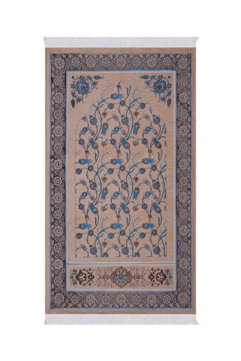 Bej Çini Lale Desen Özel Dokuma Seccade 