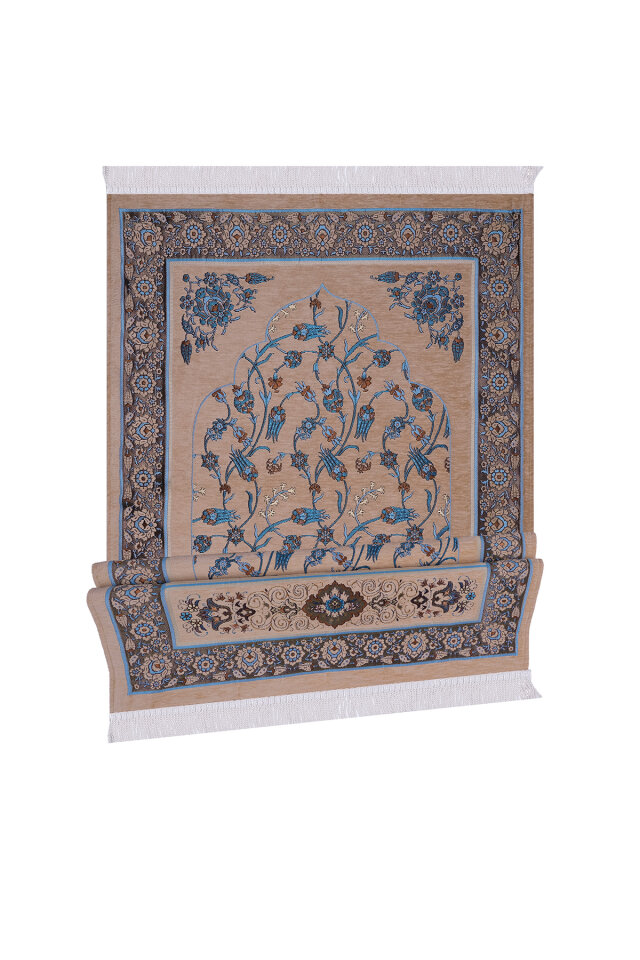 Bej Çini Lale Desen Özel Dokuma Seccade - 4