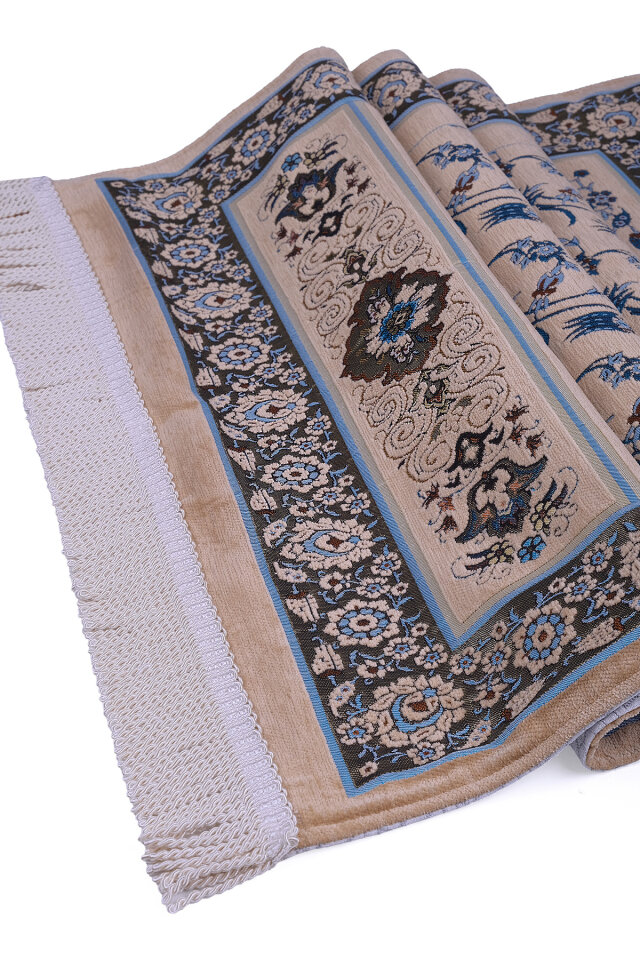 Bej Çini Lale Desen Özel Dokuma Seccade - 3