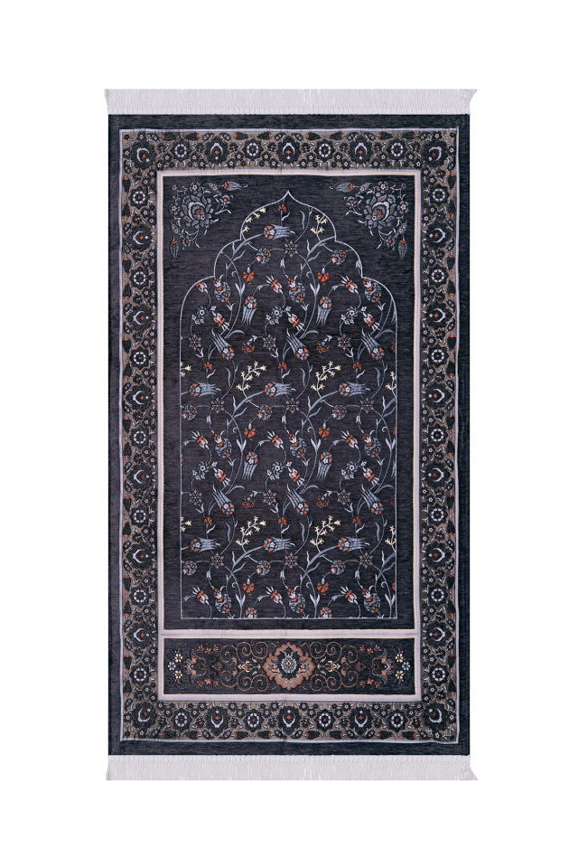 Füme Çini Lale Desen Özel Dokuma Seccade 