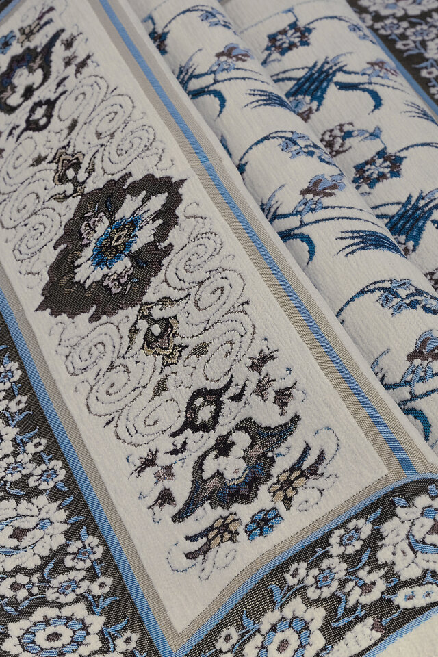 Krem Çini Lale Desen Özel Dokuma Seccade - 2