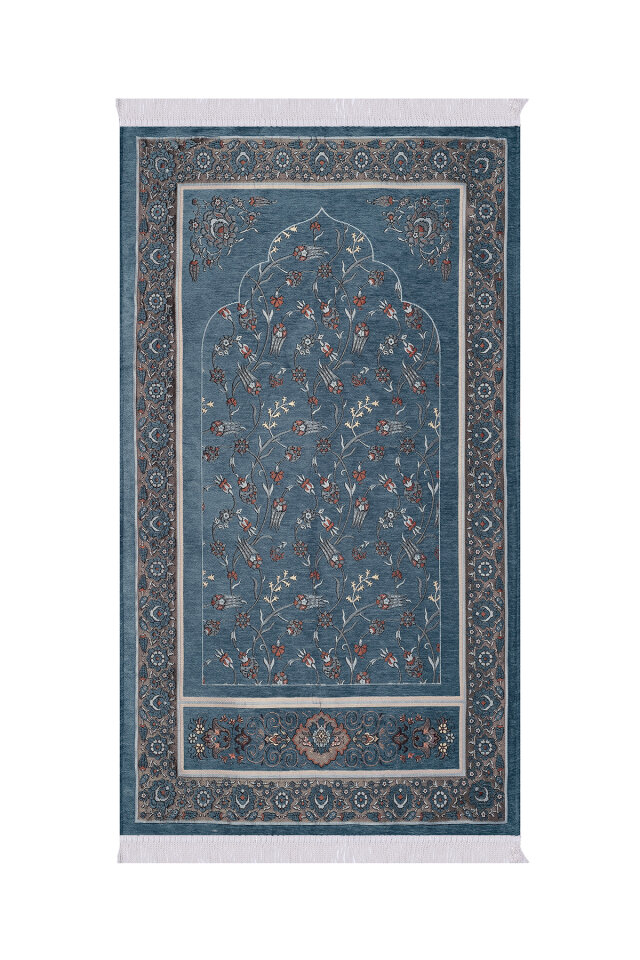 Mint Çini Lale Desen Özel Dokuma Seccade 