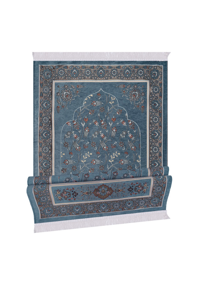 Mint Çini Lale Desen Özel Dokuma Seccade - 4