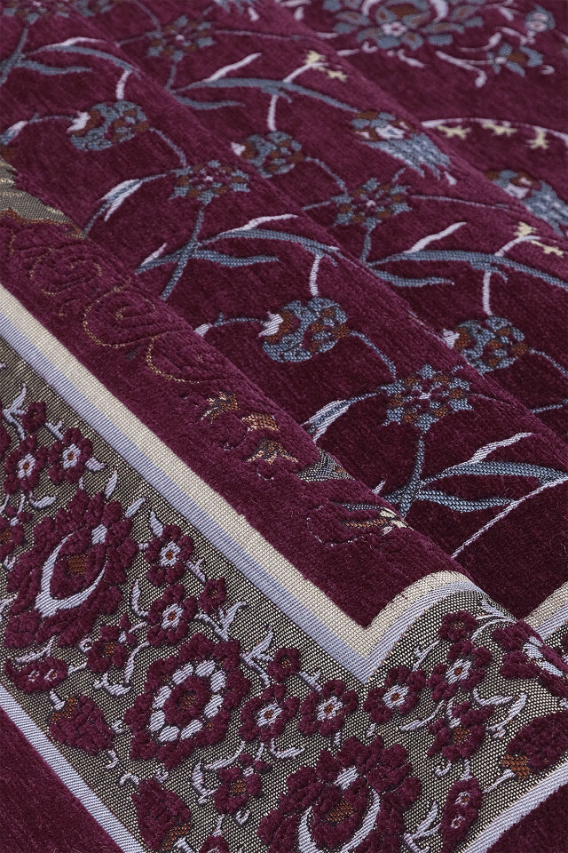 Mürdüm Çini Lale Desen Özel Dokuma Seccade - 2