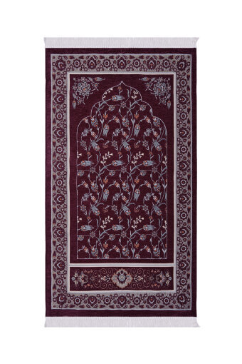 Mürdüm Çini Lale Desen Özel Dokuma Seccade 