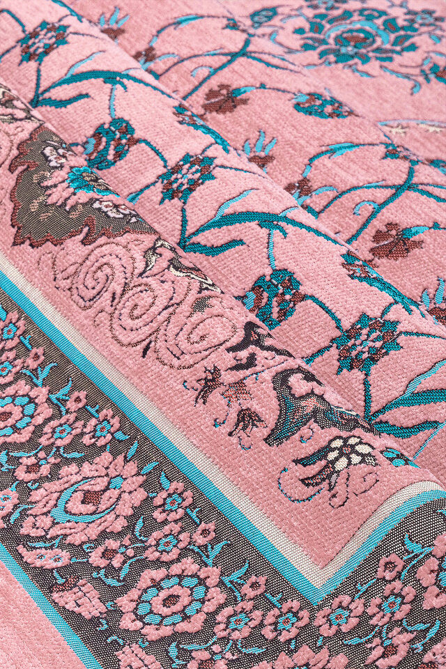 Pembe Çini Lale Desen Özel Dokuma Seccade - 2