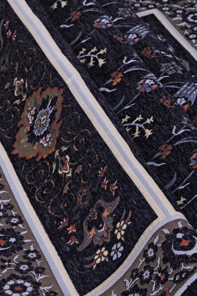 Siyah Çini Lale Desen Özel Dokuma Seccade - 2