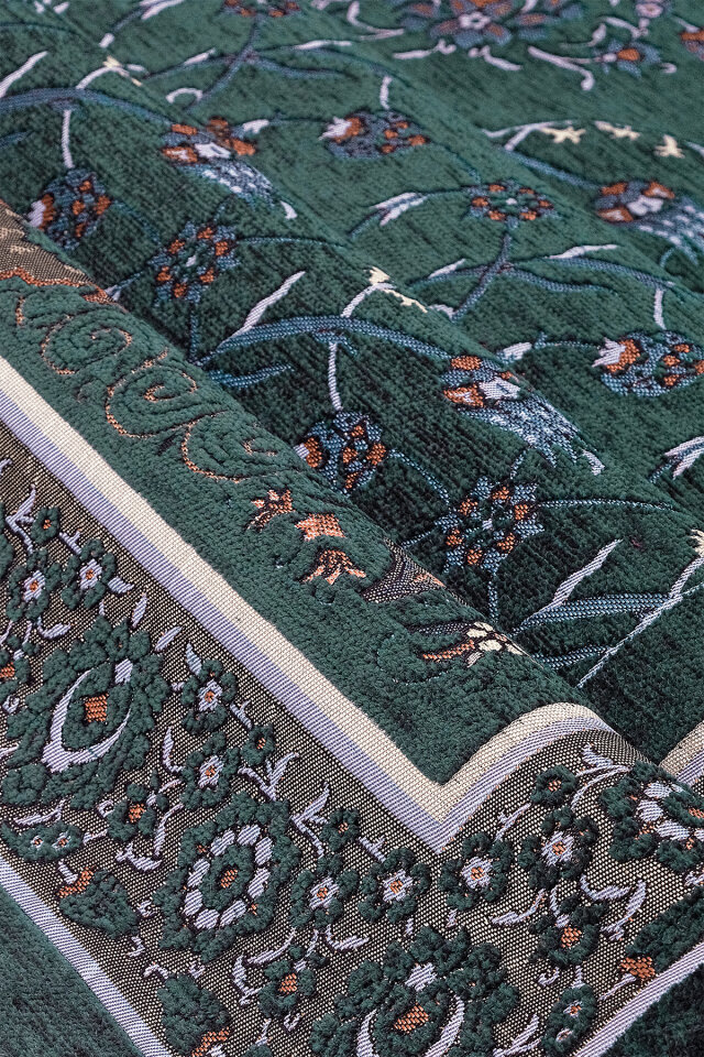 Yeşil Çini Lale Desen Özel Dokuma Seccade - 2