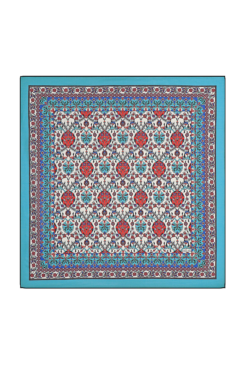 Kırmızı Çini Lale Desen Soft Eşarp