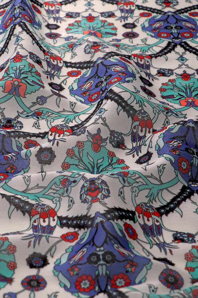 Mint Çini Lale Desen Soft Eşarp - 3