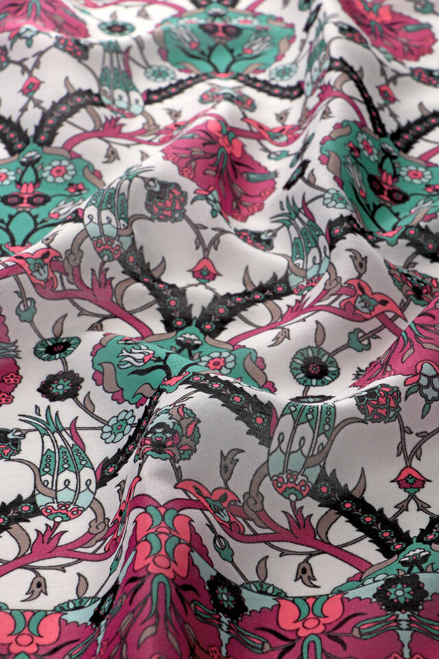 Mürdüm Çini Lale Desen Soft Eşarp - 3