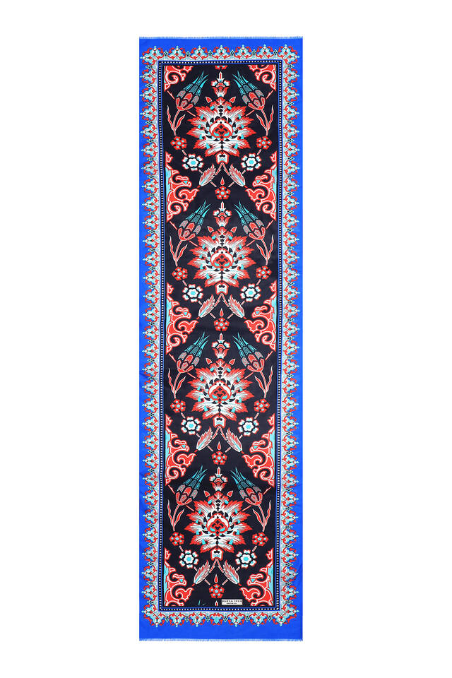 Saks Kırmızı Çini Lale Vual İpek Fular - 4