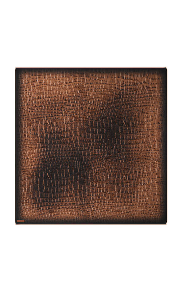 Cinnamon Deren Pattern Twill Silk Square Scarf - Bursa İpek