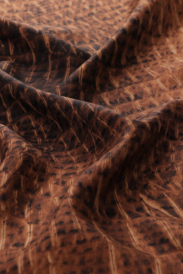 Cinnamon Deren Pattern Twill Silk Square Scarf - 2