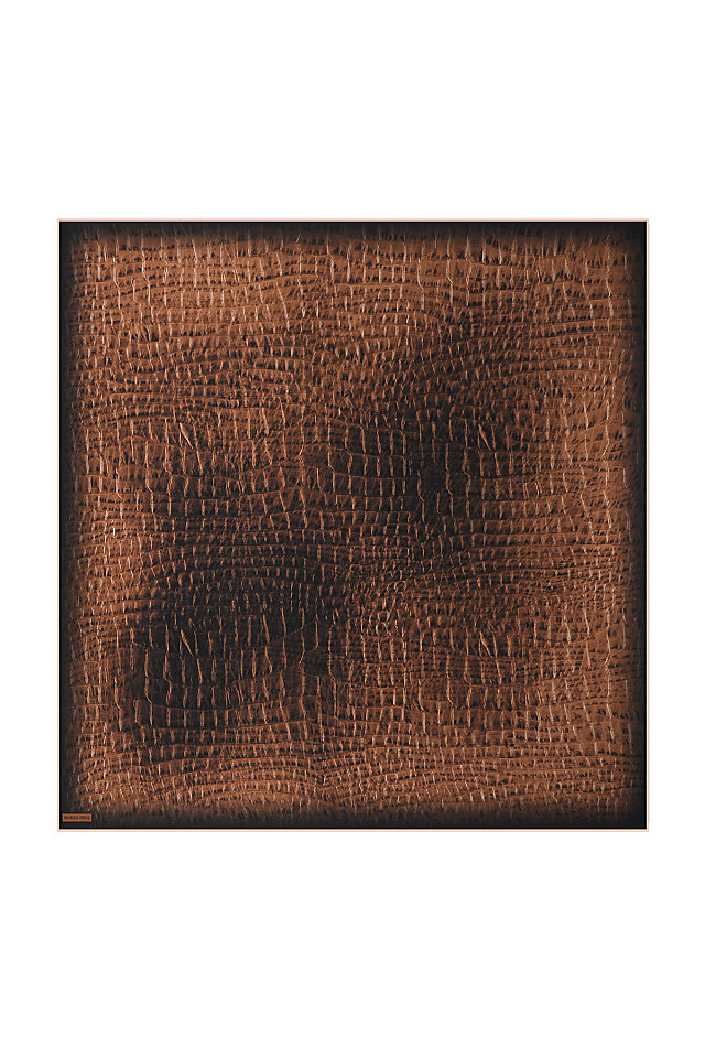 Cinnamon Deren Pattern Twill Silk Square Scarf - 1
