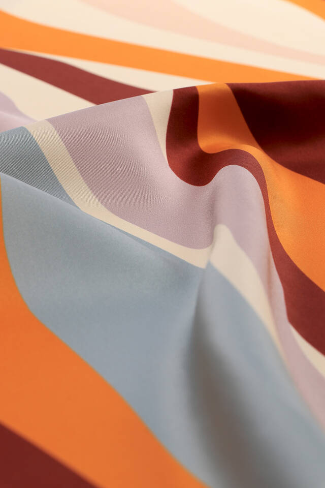 Cinnamon Wave Pattern Twill Silk Square Scarf - 3