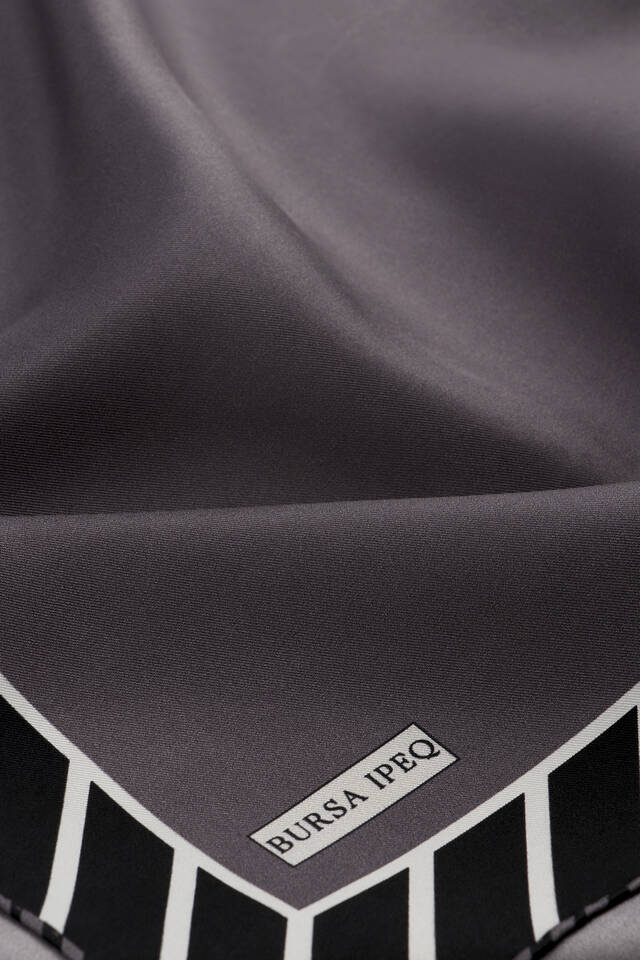 Ametist Çizgi Desen Twill İpek Eşarp - 3