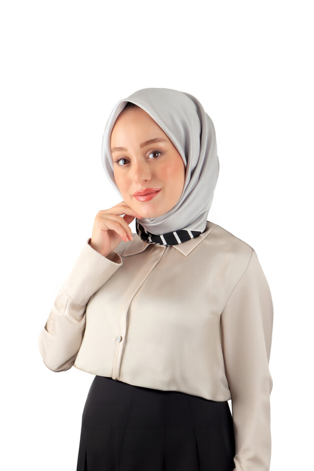 رمادي شريط نمط حك الحرير وشاح 