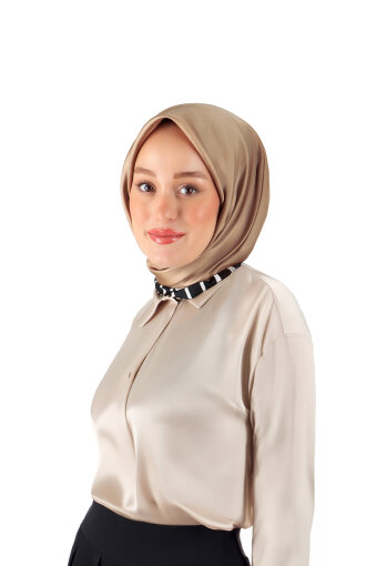 Vizon Çizgi Desen Twill İpek Eşarp 