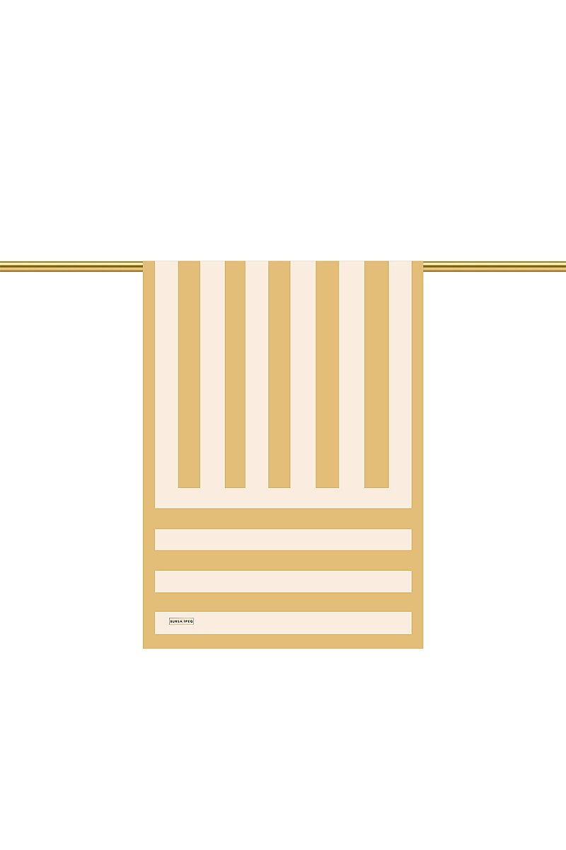 Gold Çizgi Desen Twill İpek Şal