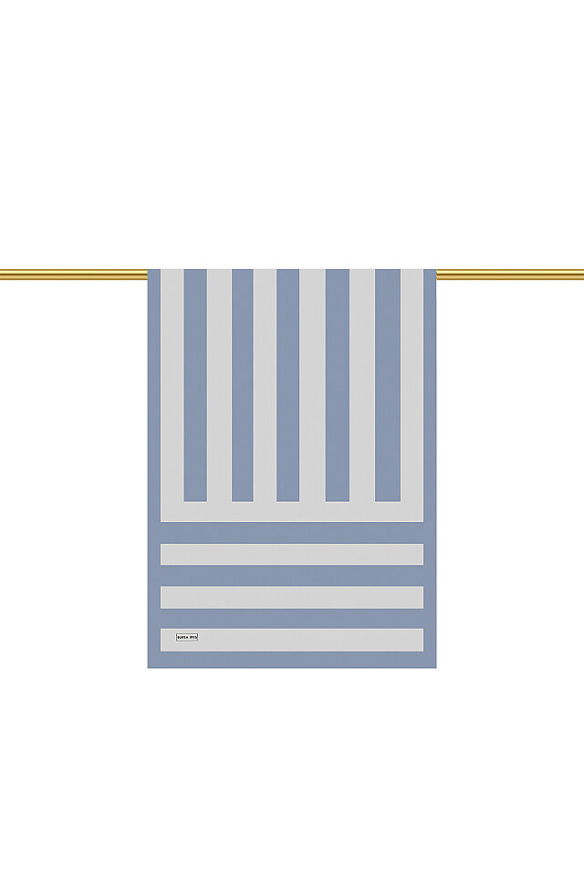 İndigo Çizgi Desen Twill İpek Şal 