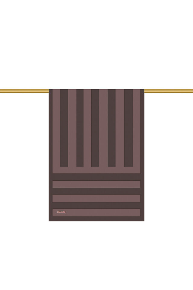 Kahverengi Çizgi Desen Twill İpek Şal - Bursa İpek