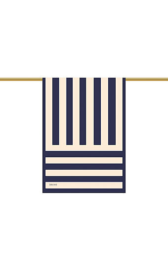 Lacivert Çizgi Desen Twill İpek Şal 
