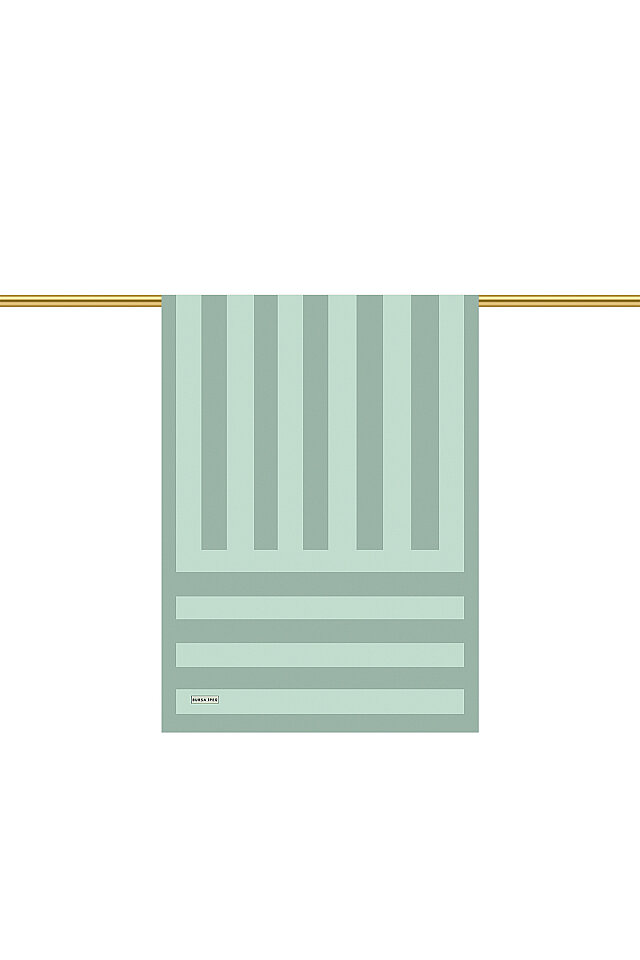 Mint Çizgi Desen Twill İpek Şal 
