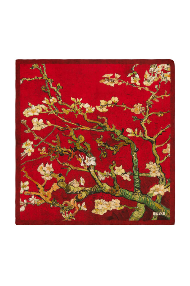 Claret Red Almond Blossom Silk Pocket Square 