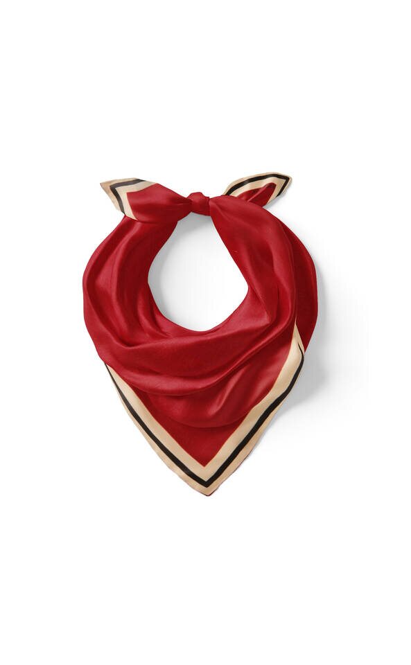 Claret Red Bordered Plain Silk Pocket Square - Bursa İpek
