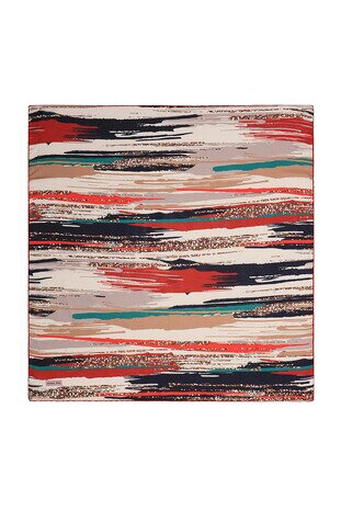 Claret Red Brush Pattern Soft Square Scarf 