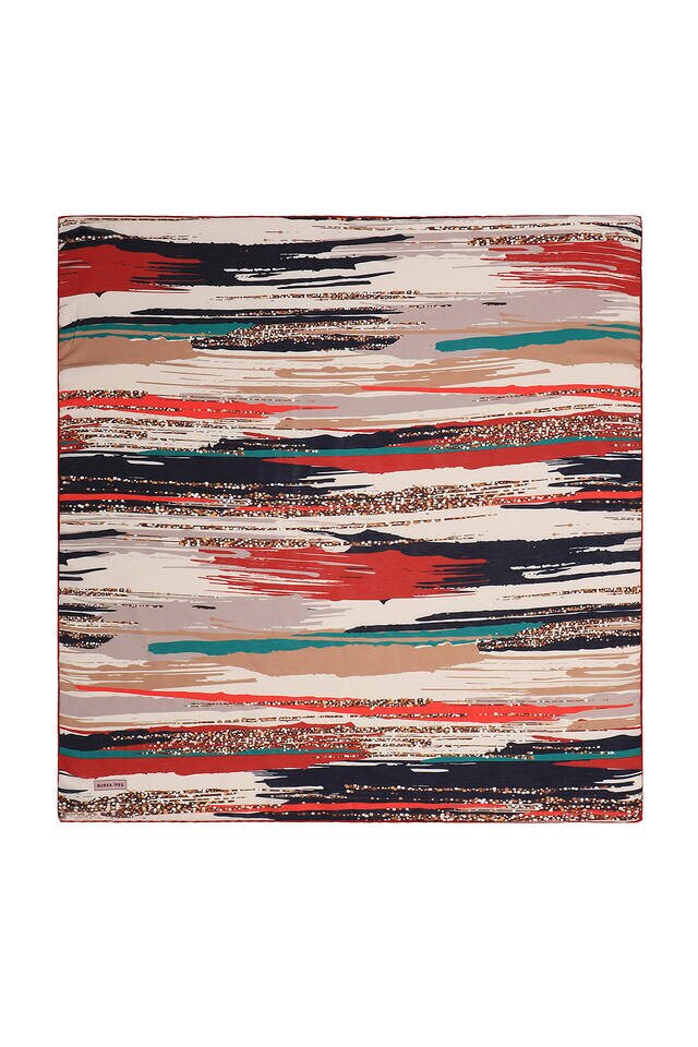 Claret Red Brush Pattern Soft Square Scarf 