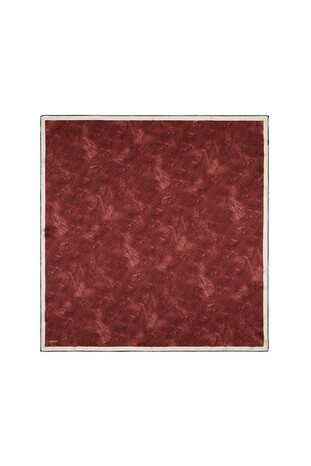 Claret Red Brush Silk Square Scarf 