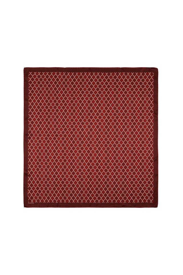 Claret Red Monogram Silk Square Scarf 
