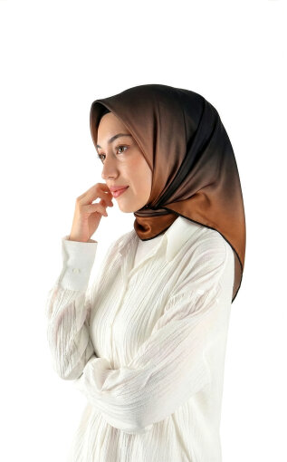 Copper Black Gradient Sura Silk Square Scarf 