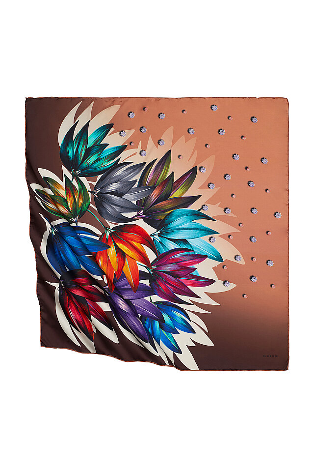 Copper Diamond Pattern Silky Square Scarf 