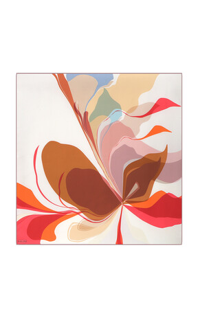 Copper Orchid Pattern Twill Silk Square Scarf 
