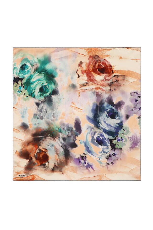 Copper Pastel Pattern Sura Silk Scarf - 2