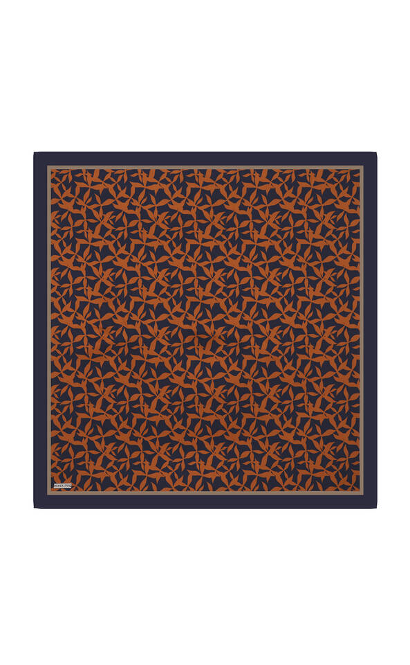 Copper Pia Pattern Sura Silk Square Scarf 