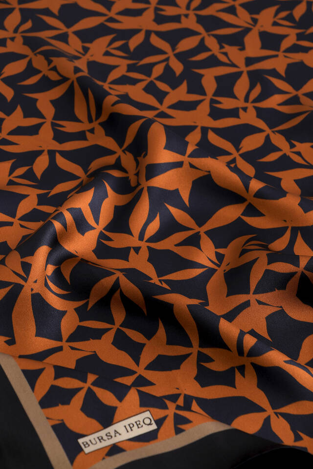 Copper Pia Pattern Sura Silk Square Scarf - 2