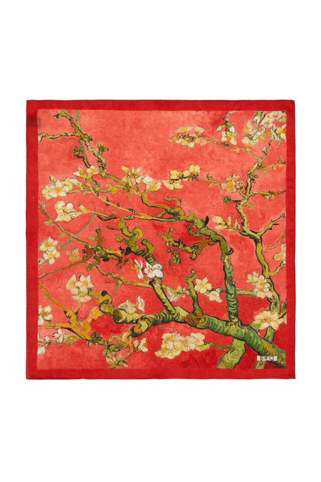 Coral Almond Blossom Silk Pocket Square 