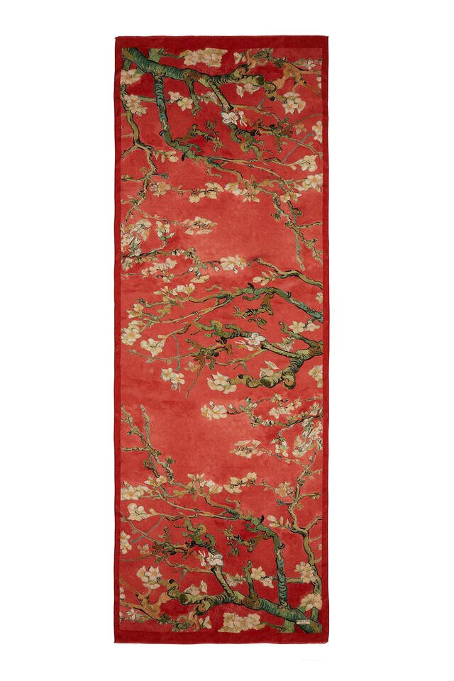 Coral Almond Blossom Silk Scarf - 4