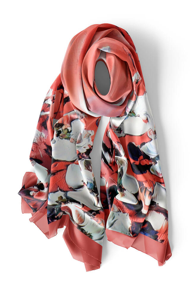 Coral Anemone Pattern Silk Foulard - 3