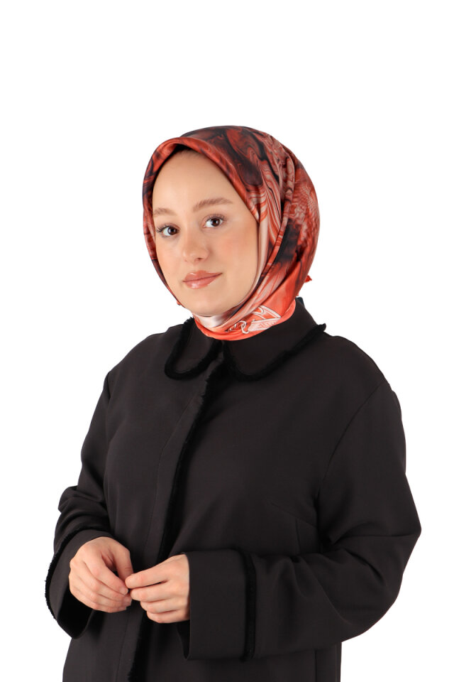 Coral Belt Pattern Sura Silk Square Scarf 