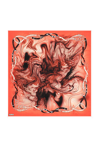 Coral Belt Pattern Sura Silk Square Scarf 