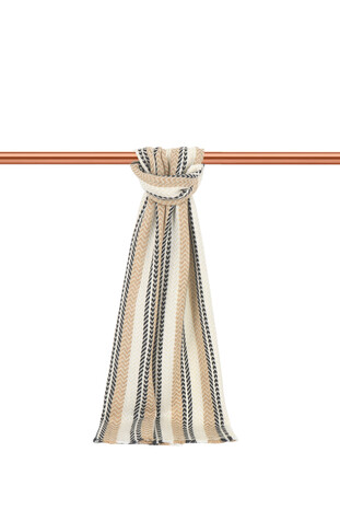 Cream Anthracite Patterned Men's Wool Scarf 