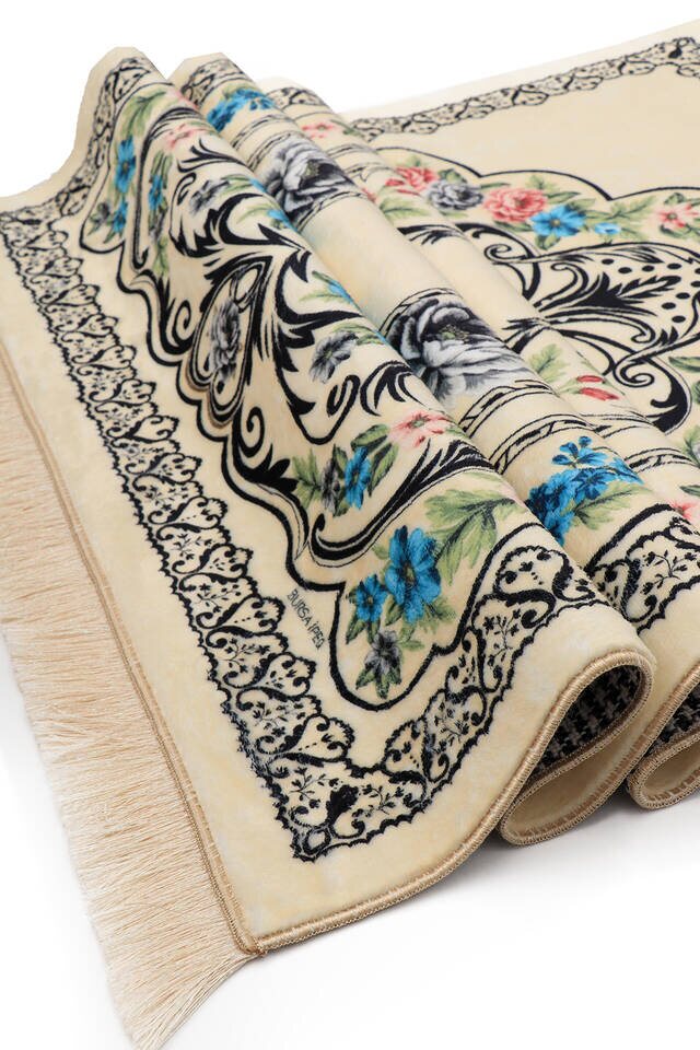 Cream Bamboo Carpet Prayer Rug - 3