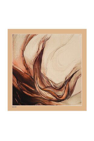 Cream Granite Pattern Sura Silk Scarf 